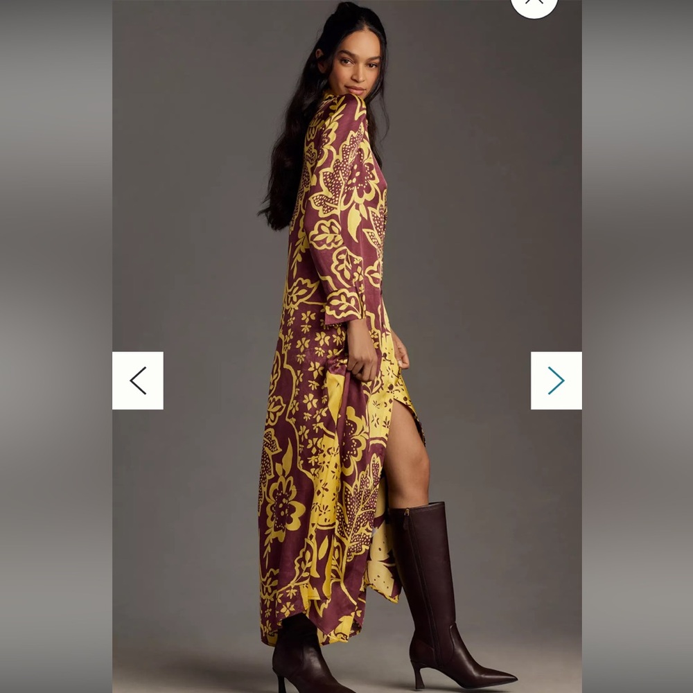 NWT Anthropologie Corey Lynn Carter Long Sleeve Printed Shirt Maxi Dress S $198 - Picture 4 of 10